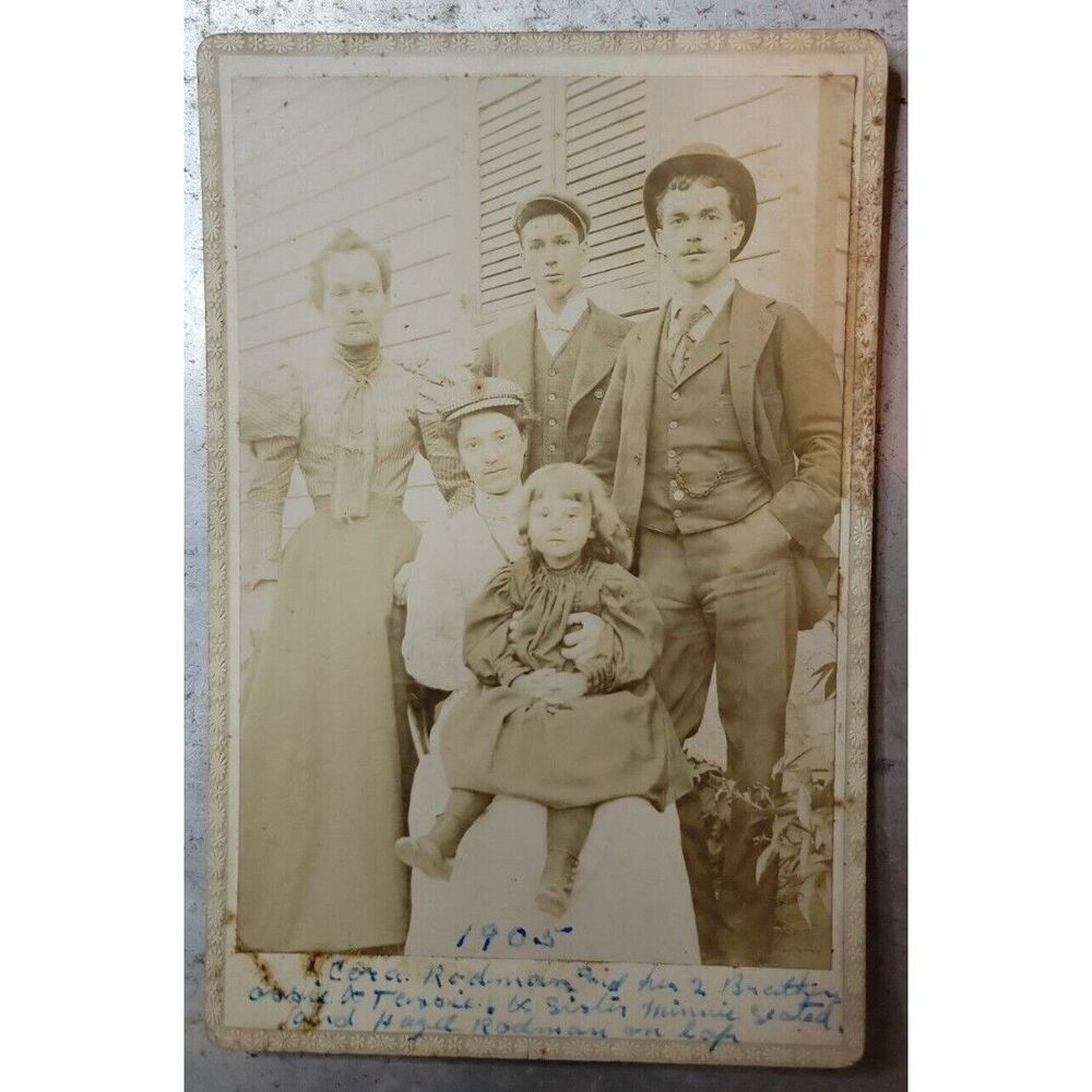 1905 Rodman Family Photo, Cabinet Card: Brothers, Sisters, Child - Outside
